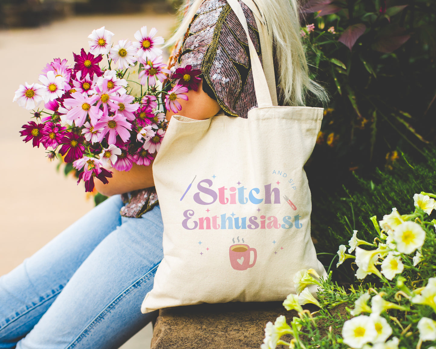 Stitch & Sip Enthusiast Tote Bag